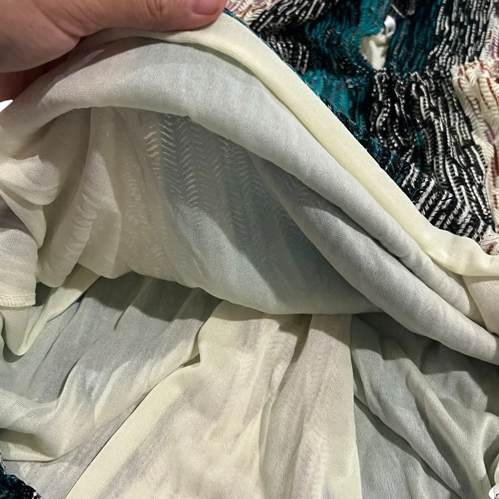 Paradise USA Open Knit‎ Turquoise, Black, Tan Beach Coverup Women's Size Medium